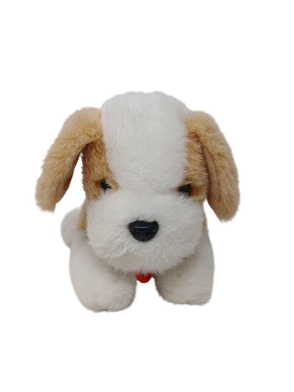 Chrisha Playful Plush Puppy Dog White Tan W/ Bow Stuffed Vintage 1988 #D-37